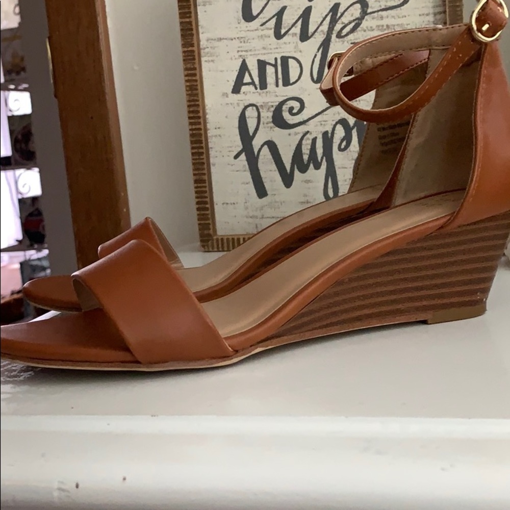 Brown Open Toed Wedge Sandals